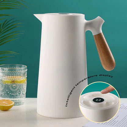 1000ml Thermal Coffee Carafe Temperature Display Double Wall Insulated Coffee Thermos Pot High Capacity Home Kitchen Tea Flask