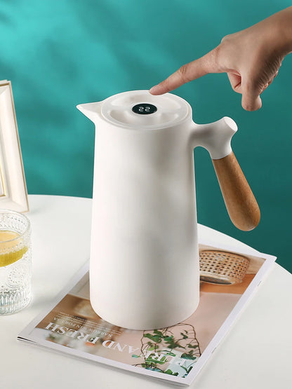 1000ml Thermal Coffee Carafe Temperature Display Double Wall Insulated Coffee Thermos Pot High Capacity Home Kitchen Tea Flask