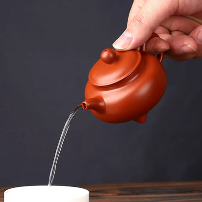 100cc High-end Yixing Purple Clay Teapot Famous Handmade Ball Hole Filter Xishi Tea Pot Raw Ore Dahongpao Kettle Zisha Tea Set