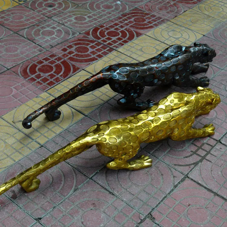 100cm large HOME SHOP BAR TOP COOL efficacious Mascot thriving business Money Good luck Bronze carving leopard cheetah statue