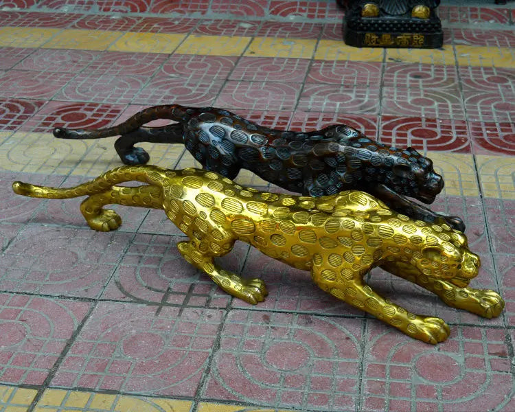 100cm large HOME SHOP BAR TOP COOL efficacious Mascot thriving business Money Good luck Bronze carving leopard cheetah statue