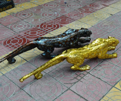 100cm large HOME SHOP BAR TOP COOL efficacious Mascot thriving business Money Good luck Bronze carving leopard cheetah statue