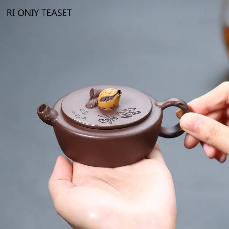 100ml Chinese Yixing Small Capacity Purple Clay Teapots Handmade Bionic Pomegranate Tea Pot Kettle High-end Zisha Tea Set Gifts