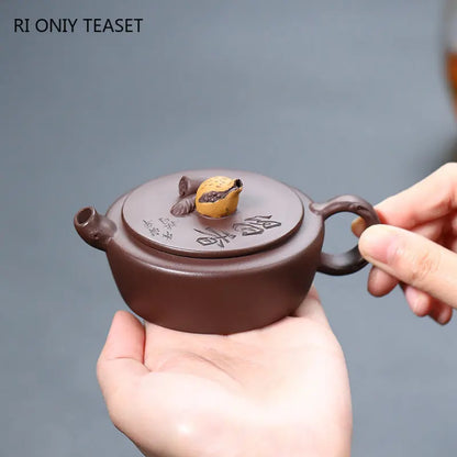 100ml Chinese Yixing Small Capacity Purple Clay Teapots Handmade Bionic Pomegranate Tea Pot Kettle High-end Zisha Tea Set Gifts