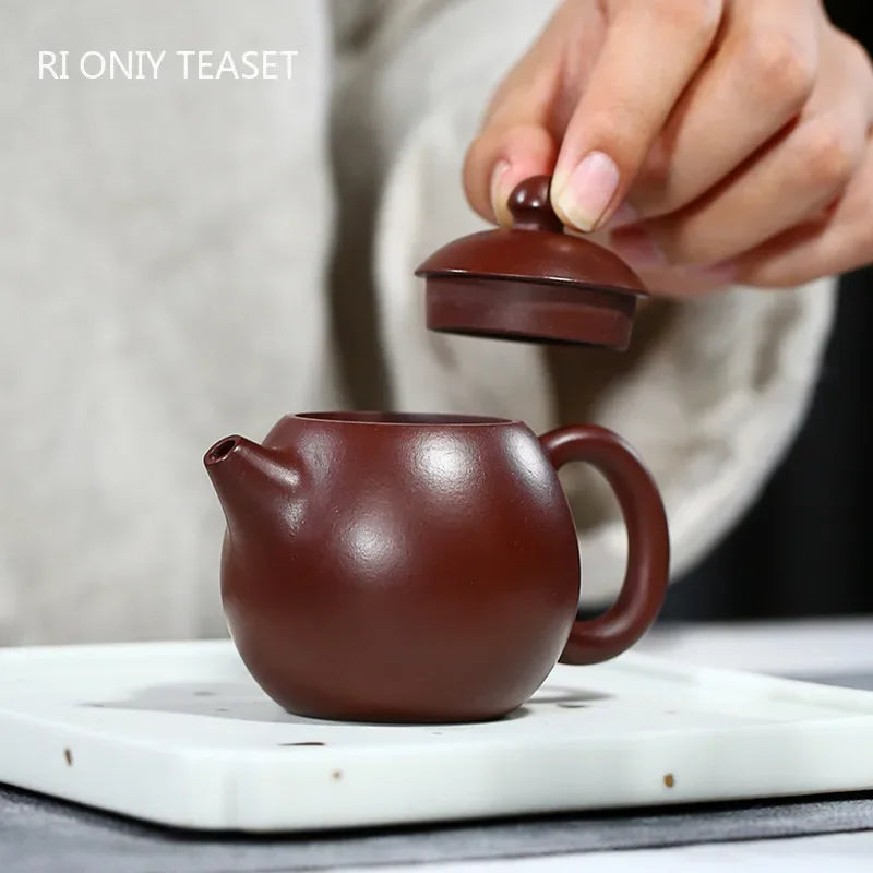 100ml Chinese Yixing Small Capacity Purple Clay Teapots Raw Ore Zhu Mud Dragon Egg Tea Pot Beauty Kettle Home Zisha Tea Set