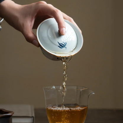 100ml Hand-painted Orchid Ceramic Gaiwan Luxury Gourd Porcelain Bowls Tea Tureen Household Tea Brewing Cover Bowl Cafes Ornament