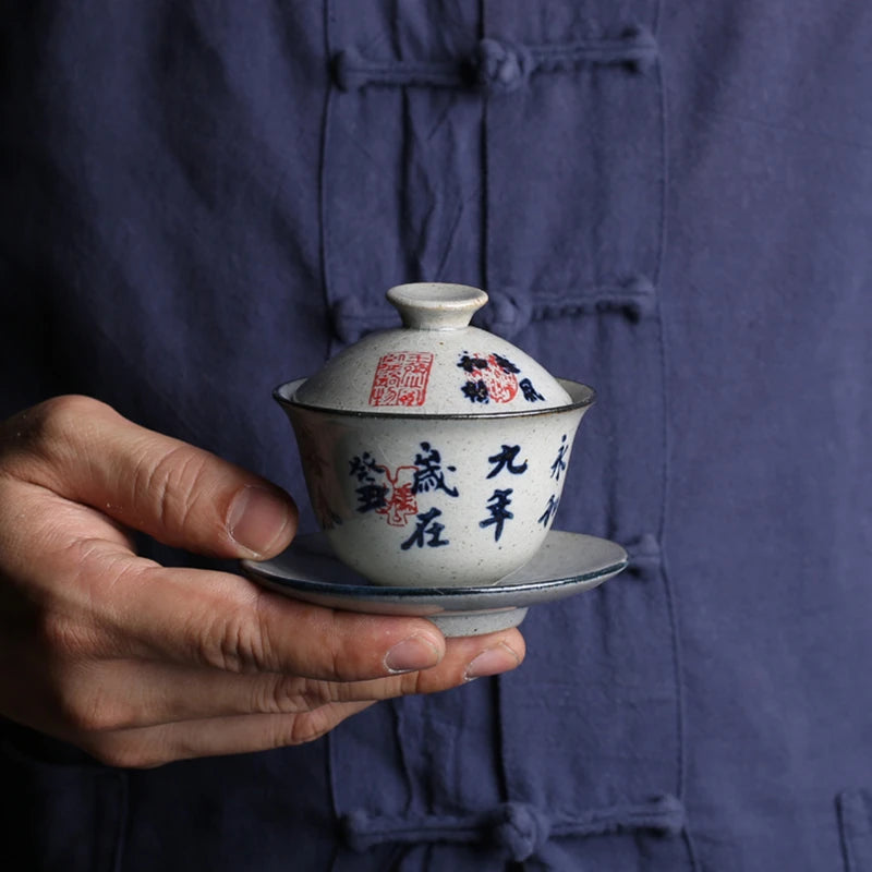 100ml Small Gaiwan For Tea Pottery Tureen With Lid Teaware Travel Kung Fu Tea Set Chinese Cup Bowls Chawan