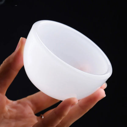 100ml White Jade Porcelain Tea Bowl Large Capacity Glass Glazed Stone Master Tea Cup Personal Chinese Kungfu Tea Set Easy To Use