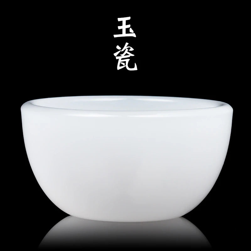 100ml White Jade Porcelain Tea Bowl Large Capacity Glass Glazed Stone Master Tea Cup Personal Chinese Kungfu Tea Set Easy To Use