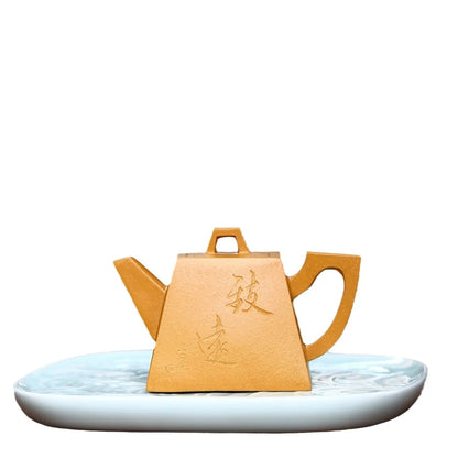 100ml Yixing High-end Purple Clay Teapots Handmade Square Shape Tea Pot Raw Ore Gold Section Mud Kettle Chinese Zisha Tea Set