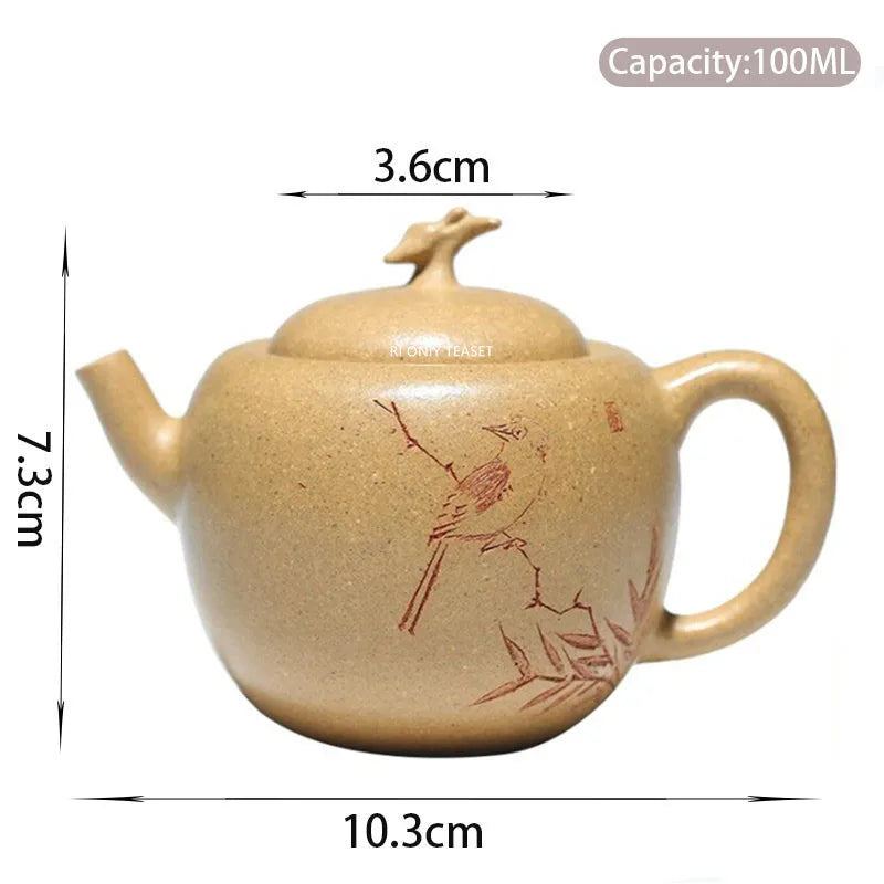 100ml Yixing Small Capacity Purple Clay Teapots Handmade Tea Pot Raw Ore Section Mud Kettle Chinese High-end Zisha Tea Set