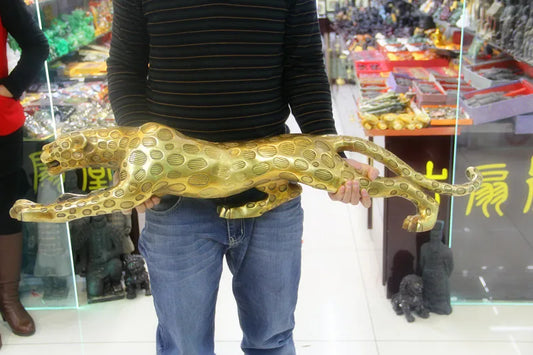 105CM large Huge-HOME OFFICE Porch lobby TOP COOL efficacious Mascot thriving business gold Leopard Cheetah FENG SHUI statue