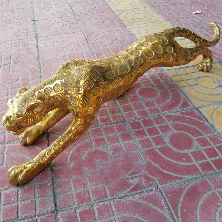 105CM large Huge-HOME OFFICE Porch lobby TOP COOL efficacious Mascot thriving business gold Leopard Cheetah FENG SHUI statue
