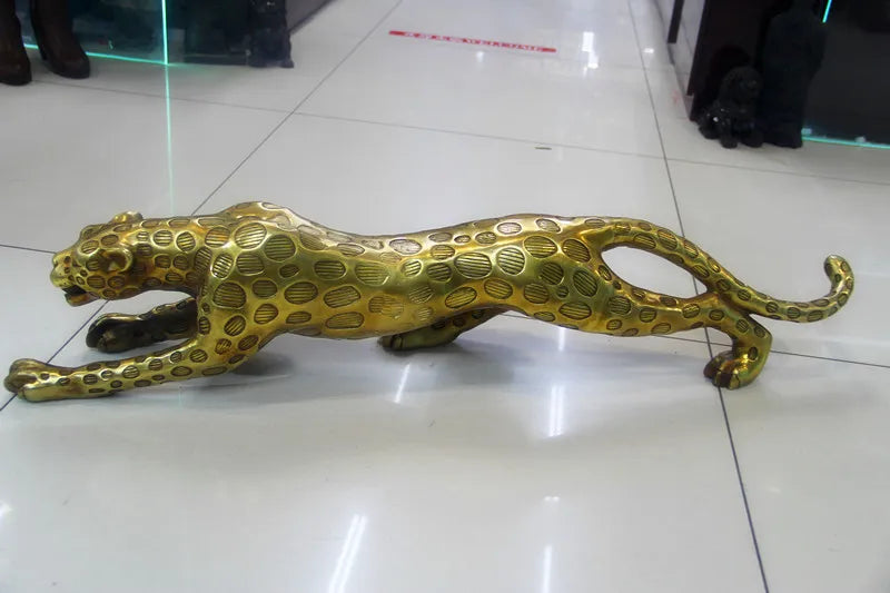 105CM large Huge-HOME OFFICE Porch lobby TOP COOL efficacious Mascot thriving business gold Leopard Cheetah FENG SHUI statue