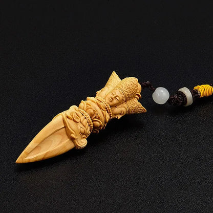 10CM Boxwood Gada Mallet Blunt Subcontinent Hand Carve Collection Gada-yuddha Art Mace Pendant Buddha Statue Home Decor