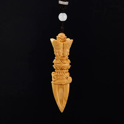 10CM Boxwood Gada Mallet Blunt Subcontinent Hand Carve Collection Gada-yuddha Art Mace Pendant Buddha Statue Home Decor