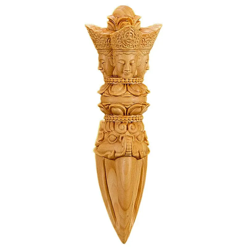 10CM Boxwood Gada Mallet Blunt Subcontinent Hand Carve Collection Gada-yuddha Art Mace Pendant Buddha Statue Home Decor