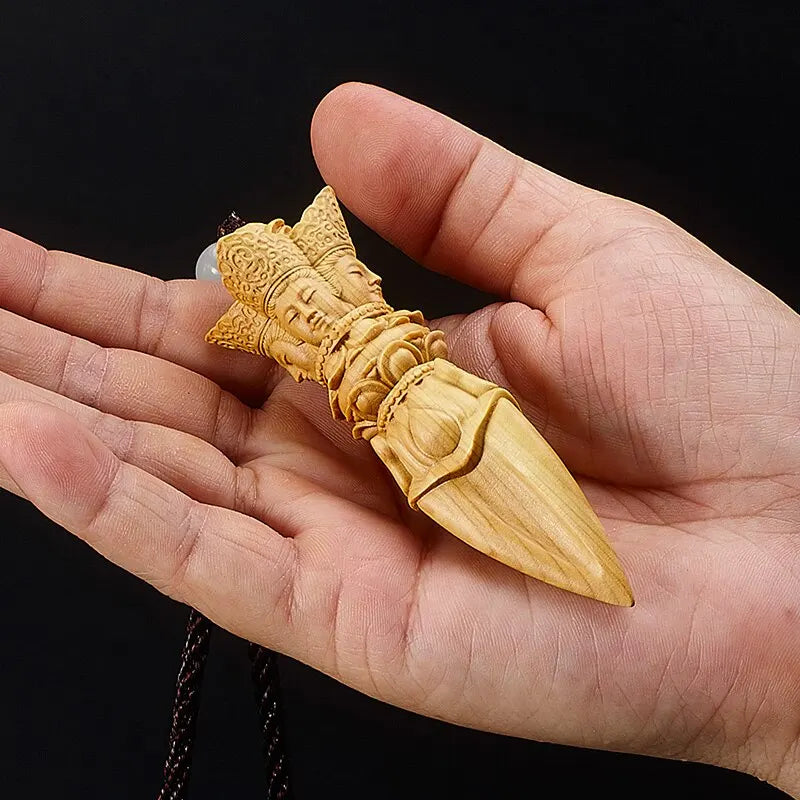 10CM Boxwood Gada Mallet Blunt Subcontinent Hand Carve Collection Gada-yuddha Art Mace Pendant Buddha Statue Home Decor