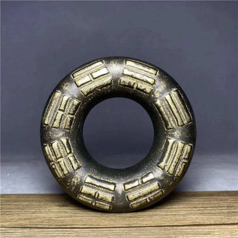 10CM Old Chinese Archaize Bronze Brass Tai Chi Bagua finger Rattle Medicine bell Amulet Mascot