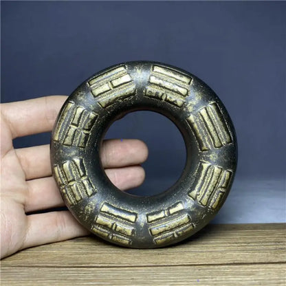 10CM Old Chinese Archaize Bronze Brass Tai Chi Bagua finger Rattle Medicine bell Amulet Mascot