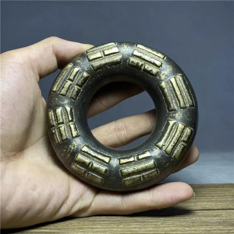 10CM Old Chinese Archaize Bronze Brass Tai Chi Bagua finger Rattle Medicine bell Amulet Mascot
