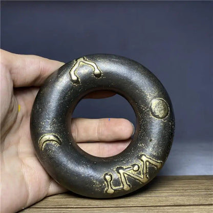 10CM Old Chinese Archaize Bronze Brass Tai Chi Bagua finger Rattle Medicine bell Amulet Mascot