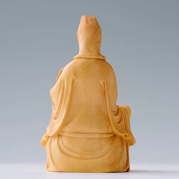 10CM SongZi Guanyin Wood Statue Crafts Buddha Statue Boxwood Home Decoration Feng Shui Figurines