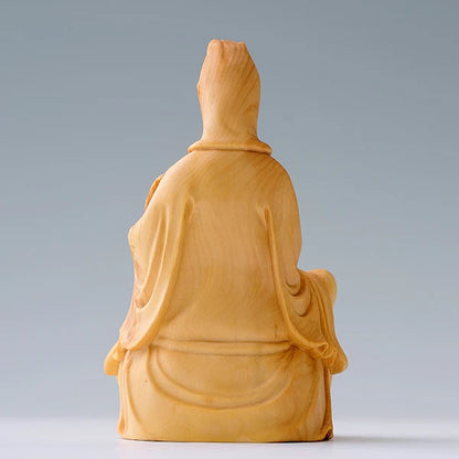 10CM SongZi Guanyin Wood Statue Crafts Buddha Statue Boxwood Home Decoration Feng Shui Figurines