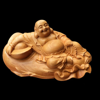 10CM Thuja Wood Wood Sculpture Real Wood Wood Statue Home Décor Collection Rich Lucky Buddha Zen God Feng Shui myth