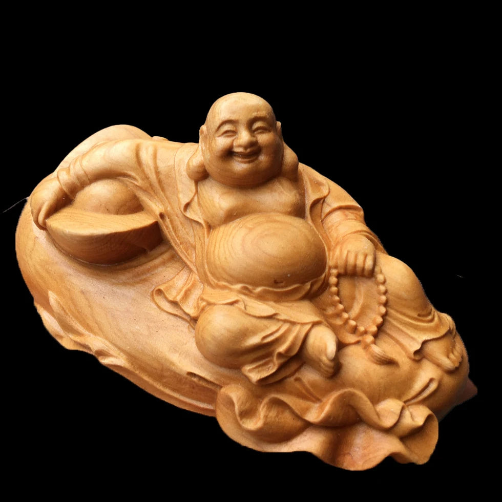 10CM Thuja Wood Wood Sculpture Real Wood Wood Statue Home Décor Collection Rich Lucky Buddha Zen God Feng Shui myth