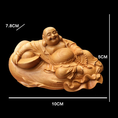 10CM Thuja Wood Wood Sculpture Real Wood Wood Statue Home Décor Collection Rich Lucky Buddha Zen God Feng Shui myth