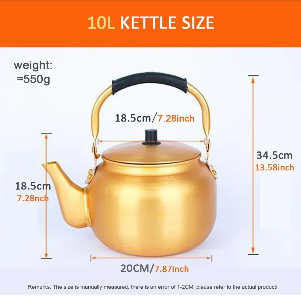10L High Capacity Yellow Aluminum Boil Water Kettle Korean Style Rice Jug For Home Thick Aluminum Boiling Water Pot