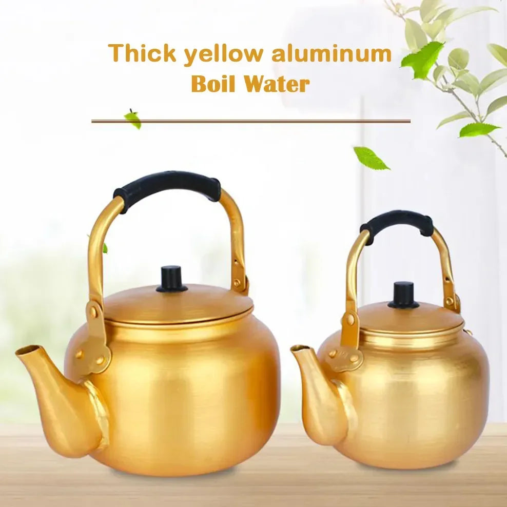 10L High Capacity Yellow Aluminum Boil Water Kettle Korean Style Rice Jug For Home Thick Aluminum Boiling Water Pot