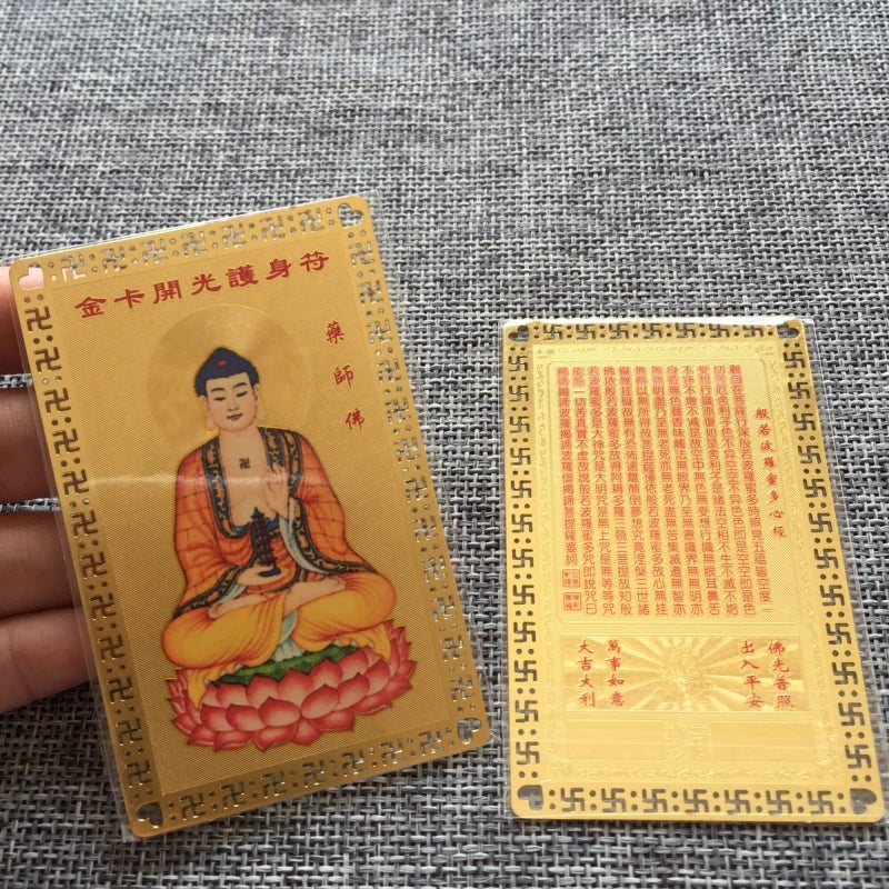 10P HOME Pocket Travel Buddhism Amitabha the Medicine Buddha Guanyin Kalachakra God of wealth gold Card Amulet symbol talisman