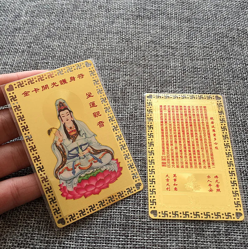 10P HOME Pocket Travel Buddhism Amitabha the Medicine Buddha Guanyin Kalachakra God of wealth gold Card Amulet symbol talisman