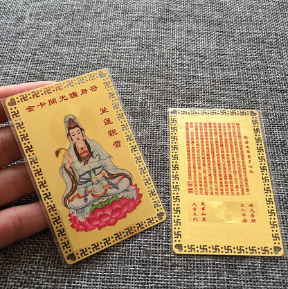 10P HOME Pocket Travel Buddhism Amitabha the Medicine Buddha Guanyin Kalachakra God of wealth gold Card Amulet symbol talisman