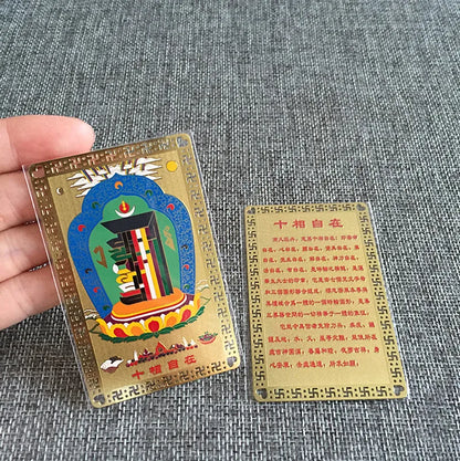 10P HOME Pocket Travel Buddhism Amitabha the Medicine Buddha Guanyin Kalachakra God of wealth gold Card Amulet symbol talisman