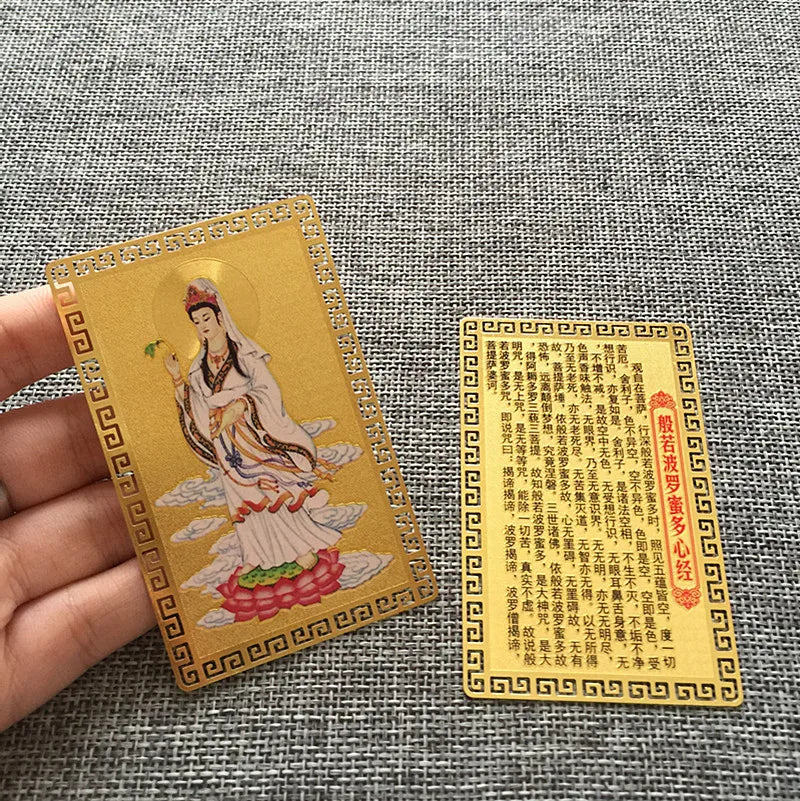 10P HOME Pocket Travel Buddhism Amitabha the Medicine Buddha Guanyin Kalachakra God of wealth gold Card Amulet symbol talisman