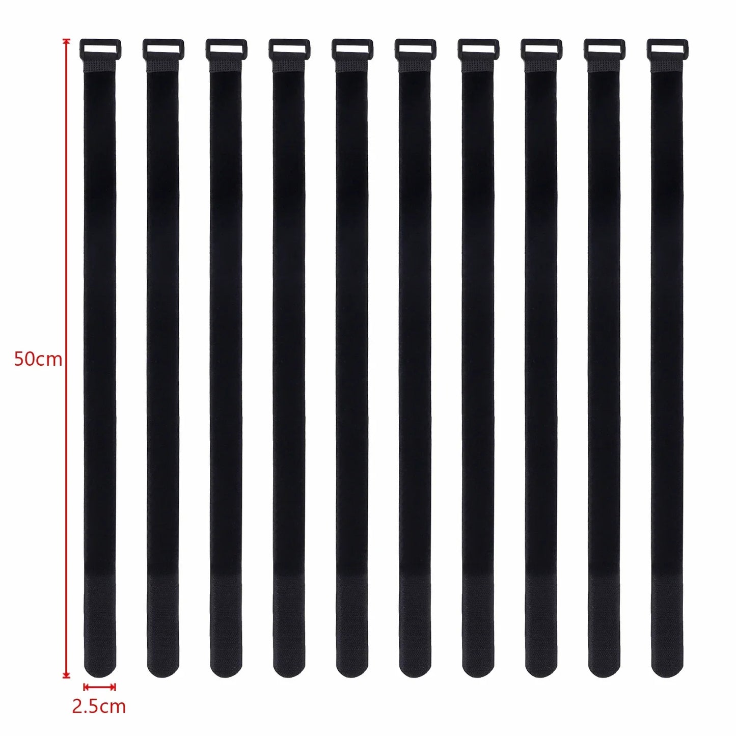 10PCS 10-50cm Colorful Nylon Reverse Buckle Strap Cable Ties Fastener Tape Self-Adhesive Loop Tape Strap Sticky Line Finishing