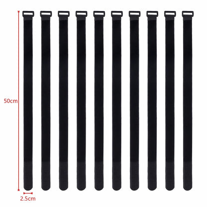 10PCS 10-50cm Colorful Nylon Reverse Buckle Strap Cable Ties Fastener Tape Self-Adhesive Loop Tape Strap Sticky Line Finishing