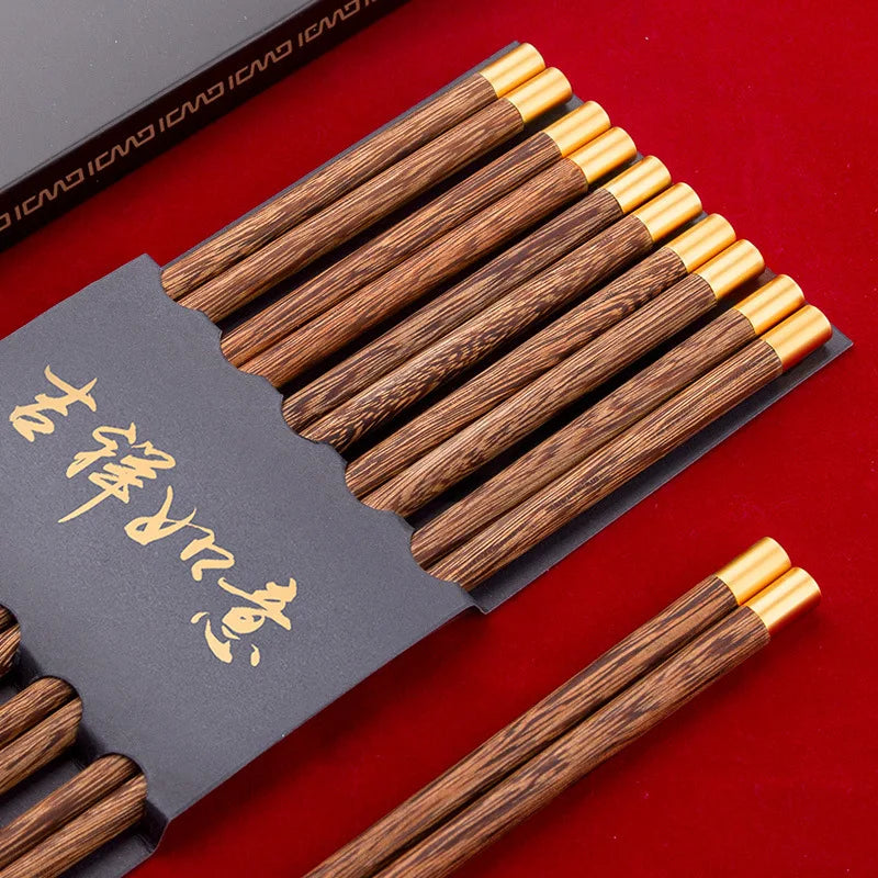10Pairs Chinese Natural Wooden Chopsticks Non-Slip  Healthy Sushi Sticks Japanese Wand Tableware Chopsticks