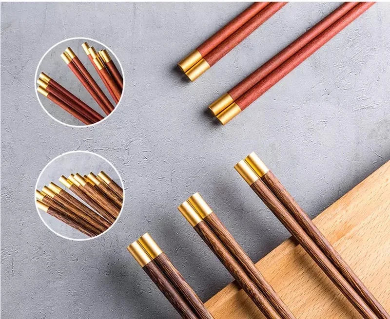 10Pairs Chinese Natural Wooden Chopsticks Non-Slip  Healthy Sushi Sticks Japanese Wand Tableware Chopsticks