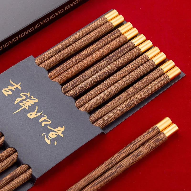 10Pairs Chinese Natural Wooden Chopsticks Non-Slip Healthy Sushi Sticks Japanese Wand Tableware Chopsticks