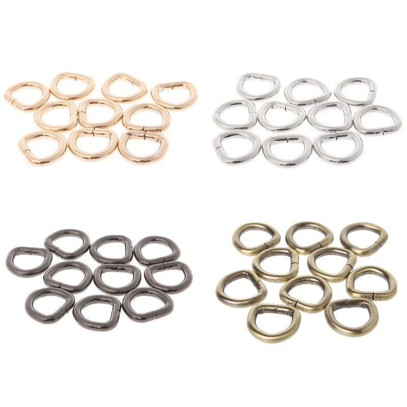 10Pcs Metal D Ring Buckle Handbag Leather Bag Purse Strap Belt Web Clasp 12mm