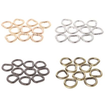 10Pcs Metal D Ring Buckle Handbag Leather Bag Purse Strap Belt Web Clasp 12mm
