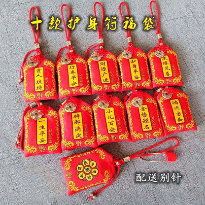 10Pcs Taoism Buddhism Geomantic omen master Exorcism Health Bring good luck money Amulet bag protective talisman Safety Pendant