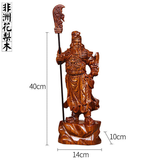 15" China Wealth Emperor Guan Gong Yu Warrior God Statue Carved WOOD craft, 40cm