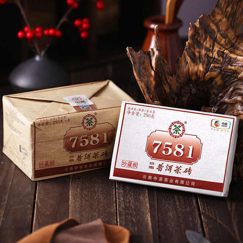 250g,2020 China Yunnan CNNP ZhongCha 7581 puer Pu erh Cake RIPE Tea er tee brick