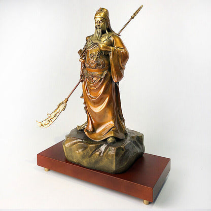 34cm,BRASS copper GuanGong Guan Yu Gong,Soldier Buddha Warrior God wealth Statue