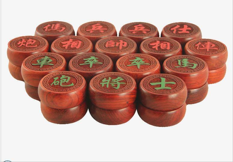 LARGE Traditional Wooden Chinese Chess 32 pieces Checker Game xiangqi Redwood